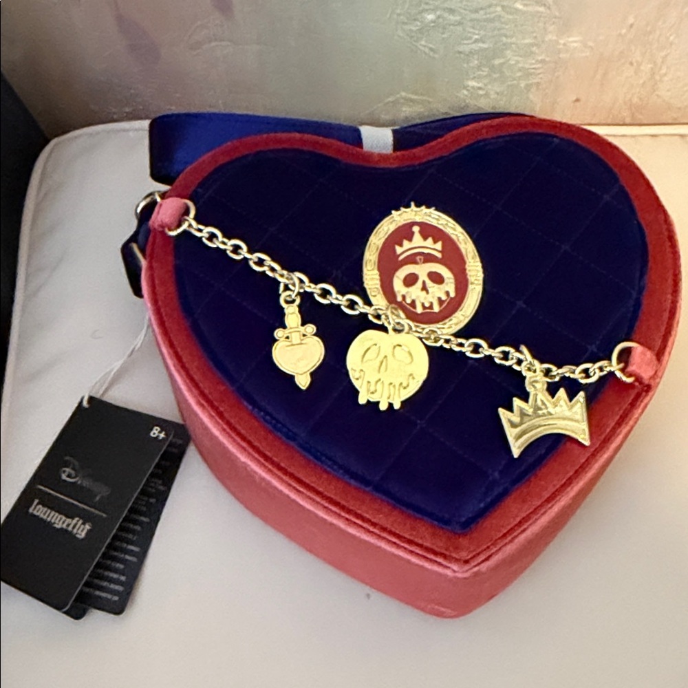 Loungefly Disney Snow White & 7 Dwarfs Evil Queen Velvet Crossbody Hard Tag New